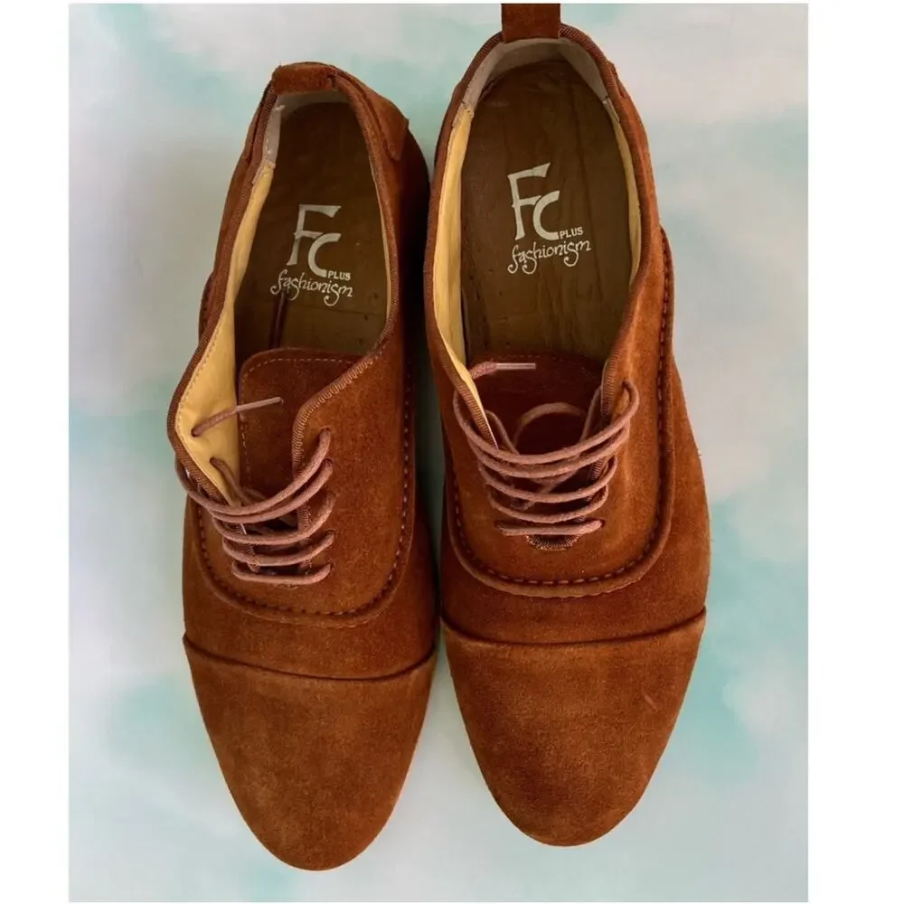 Fashinism Handmaded Men's Brown Soft Suede Shoes with Laces Size 40 EU / 9.5 US - Picture 4 of 10